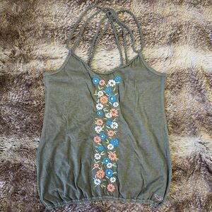 Hollister Boho Floral Embroidered Tank S Strappy Cami | Y2K Festival Cottagecore